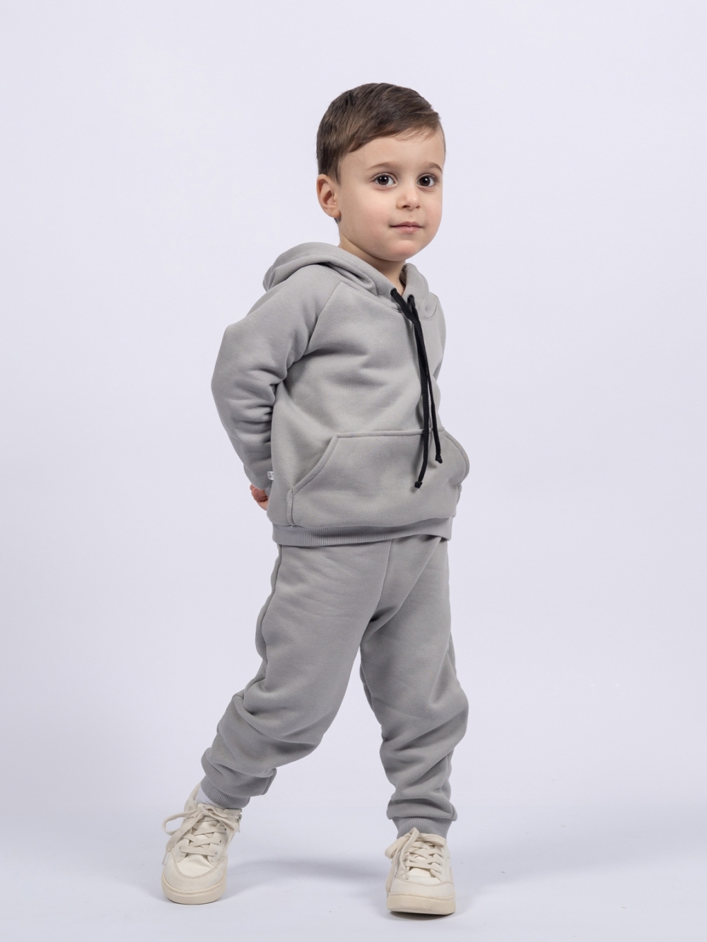 311-ГР. Свитшот с капюшоном + Штаны, хлопок 65%, 35% ПЭ, 3-х нитка ( без начеса) графит 80,86,92
