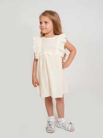 Купить 322-СЛ. Платье из муслина детское, хлопок 100% сливочный, р. 98,104,110,116 в Северске