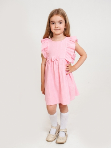 Купить 322-Р. Платье из муслина детское, хлопок 100% розовый, р. 74,80,86,92 в Северске