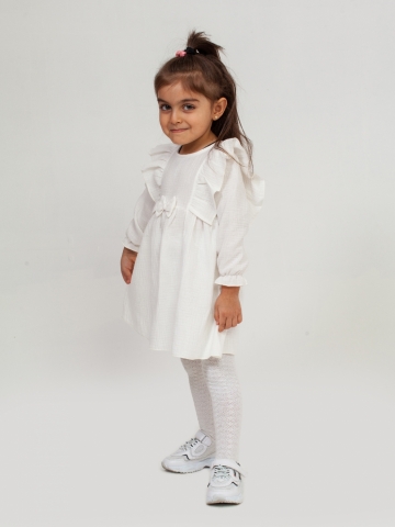 Купить 321-МО. Платье из муслина детское, хлопок 100% молочный, р. 98,104,110,116 в Северске