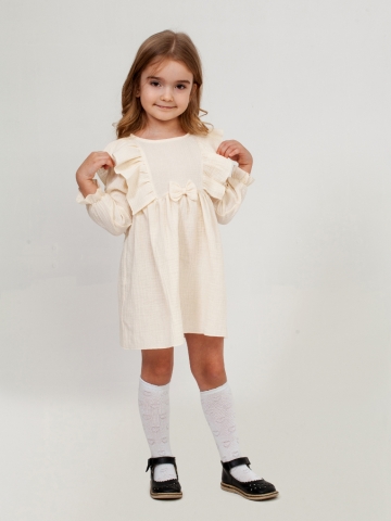 Купить 321-СЛ. Платье из муслина детское, хлопок 100% сливочный, р. 98,104,110,116 в Северске