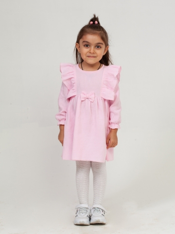 Купить 321-Р. Платье из муслина детское, хлопок 100% розовый, р. 98,104,110,116 в Северске