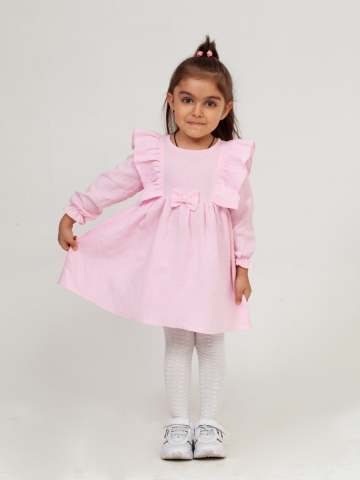 Купить 321-Р. Платье из муслина детское, хлопок 100% розовый, р. 74,80,86,92 в Северске